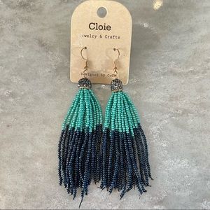 Cloie beaded tassel long statement earrings